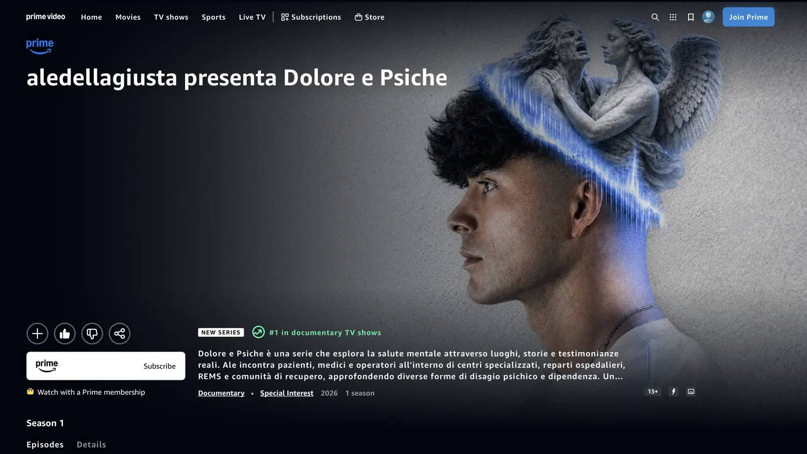 The Dolore e Psiche key art by Studio Aiman live on the Amazon Prime Video series page